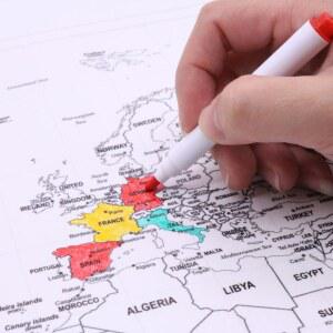 세계지도 대형 백지도 컬러링지도 방문기록 펜 색칠 세계여행지도