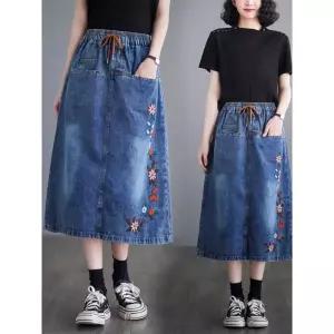 봄 가을 여성청치마 롱스커트 청스커트 청치마