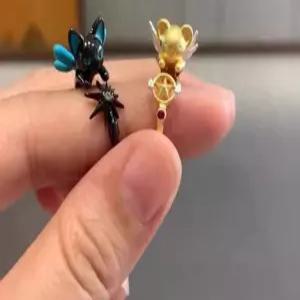 프리사이즈 카드캡터체리 케로 스피넬 변신 체리 반지 애니메이션 굿즈 귀여운 디자인 액세서리 세트