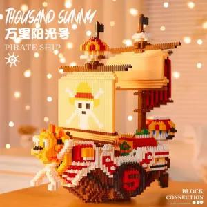 원피스 해적선 조립 완구 소품 레고호환블럭 애니메이션 굿즈 커플 취미 에이스 루피 쵸파 프랑키 써니호