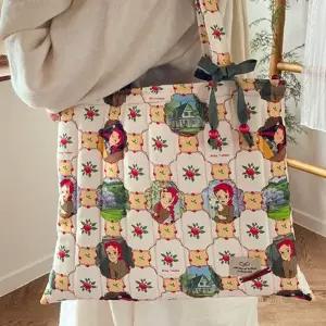 빨간머리앤 원단 일본 수입 린넨 천 일러스트 캐릭터 반마 애플트리 옐로우