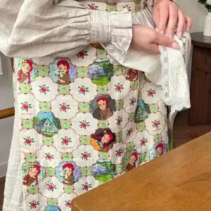 빨간머리앤 원단 일본 수입 린넨 천 일러스트 캐릭터 반마 애플트리 그린