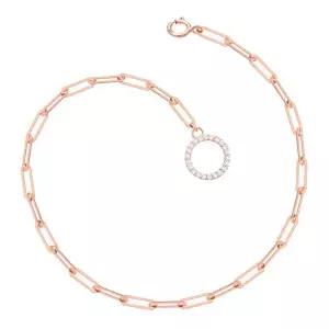 [에이치플러스몰]14K GOLD 로즈골드 큐빅 링 펜던트 클립 체인 금 팔찌 여자팔찌
