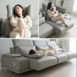 [초광폭형] 알토 4인 전동 슬라이딩 모션쇼파 고급형 소파전체 천연면피소가죽 쇼파침대