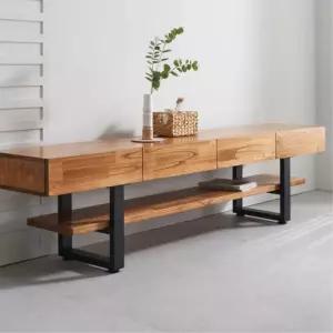 무무 서랍 선반 거실수납장 원목거실장 2100 TV장식장