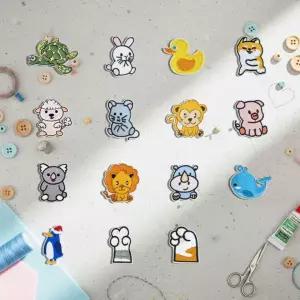 패브릭 전용 열부착 디자인 애니멀 동물 와펜 패치 15개 세트