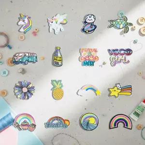 패브릭 전용 열부착 디자인 POP 와펜 패치 16개 세트