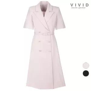비비드 시크릿가너 여성 여름 더블단추 벨티드 정장 원피스1051256