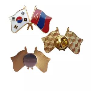 세계각국의 휘날리는 국기교차뺏지(한국-몽골)