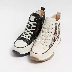 [원더슈즈](천안아산점)사이드 플라워링 컨버스 컴포트 쿠션 미끄럼방지 키높이 스니커즈 4.5CM P-S784