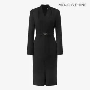 [모조에스핀] V넥 벨티드 H라인 원피스 BK_S254MSE018 1936282
