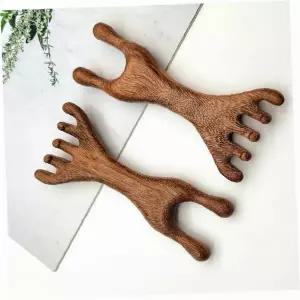 원목 손가락 지압기 목 어깨 마사지 도구 천연나무 경혈 자극 괄사