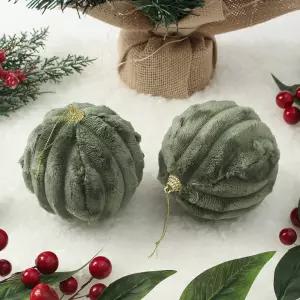 패브릭 (세로줄폼폼이) 퓨린 장식볼 2P(10cm)