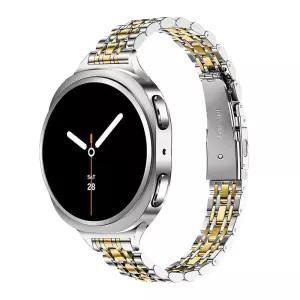 HAYONLIY 삼성 갤럭시 워치 8 40mm 44mm/갤럭시 클래식 46mm와 호환되는 슬림 메탈 밴드, 스테인리스 스틸