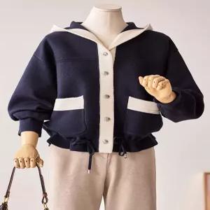 [커스텀에이블]배색라인 후드 스트링 가디건_T2601CD006A