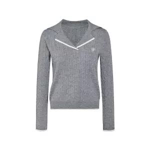 [JJ지고트](대전신세계)오픈 배색 카라넥 케이블 자수 니트 GS2N1PO221