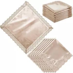 Velmitten 6피스 58.4cm(23인치) 랩 스카프 여성용 교회 레이스 여성용 새틴 레이스 손수건 커버 스커트 교