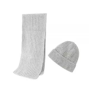 Embouro 메리노 울 니트 비니 스카프 2개 세트, 남성 및 여성용, 겨울에 부드럽고 따뜻한 롱 스카프, 울 비