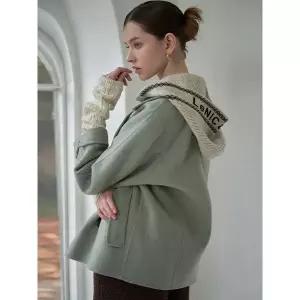 [하프클럽/]캐시미어 탈부착 후드 핸드메이드 숏 코트 MK11HJ206HJY