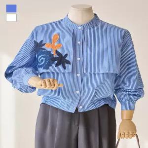 [커스텀에이블]아트 자수 차이나 셔츠_T2602BL026A