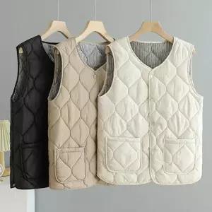 여성 IS74PQ25 v넥 경량 패딩 조끼 다이아 퀄팅 경량
