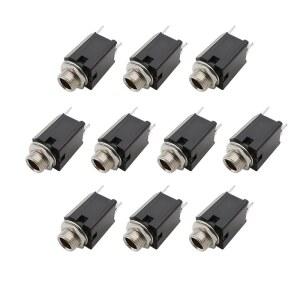 10Pcs 잭 6 35mm 오디오 소켓 여성 3 핀 스테레오 커넥터 오디오 마이크 플러그 TRS 소켓 너트 패널 마운트 Conenctors