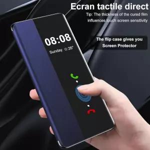 [정품] Hovisi 삼성 S25 FE 케이스 플립 가죽 클리어 S-뷰 [터치 가능한 창] 갤럭시 폰 스마트 윈도우 하드