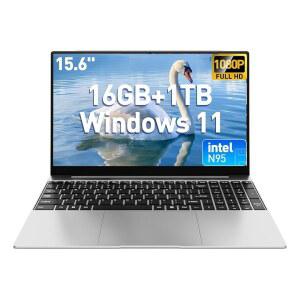 최신 15.6인치 윈도우 11 노트북 컴퓨터, 16GB RAM 1TB SSD, 인텔 N95 프로세서(최대 3.4GHz), 백라이트 키보드, FHD1080P, 8000mAh 배터리,