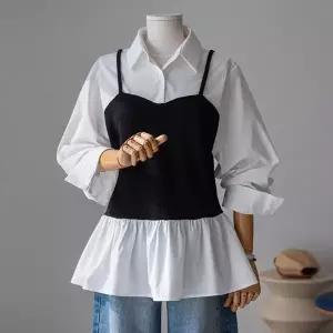 (안나앤플러스) 세른 뷔스티에 블라우스[셔츠EDL99] 빅사이즈