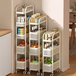 3단 틈새 슬라이딩 트롤리 일반형 세탁기 세탁실 수납장 바퀴달린 선반 서랍형 이동 보관함