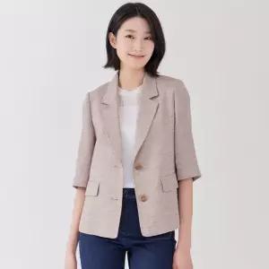 [지센] [피어로즈] 프리미엄린넨 7부 싱글버튼 자켓 LFJKP391_PK