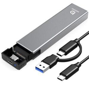 샤오비 M.2 NVMe SSD 인클로저, 도구 없는 설치, USB 3.2 2세대(10Gbps)에서 M-키 /(B+M) 키 PCIe 리더 지원 UASP 및 트림, SSD용 2230 / 2242 2260 2280 게리