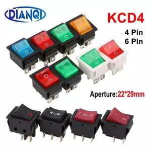 1Pc 30x25mm22x29mm 검정색 빨간색 푸시 버튼 소형 스위치 46pin 20A125V 16A250V KCD 스냅인 OnOff 로커