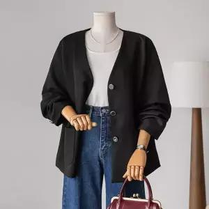 (안나앤플러스) 아델리 브이넥 자켓[자켓EDX54] 빅사이즈