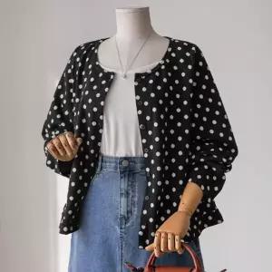 (안나앤플러스) 코넬 도트 프릴 가디건[가디건ED891] 빅사이즈