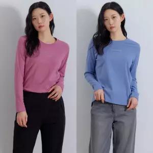 지센 [26SS] 여성 면93 피그먼트 레터링 프린트 긴팔 티셔츠 LCTSQ122