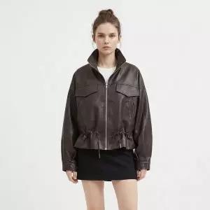 [NS홈쇼핑][샵앤] 여성 하이넥 봄신상 허리스트링 집업 가죽자켓 SIU-WJP-21115..