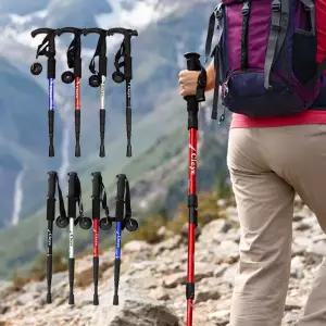 두랄루민 4단 접이식 등산스틱 초경량 튼튼한 트레킹 폴 지팡이 노르딕 워킹