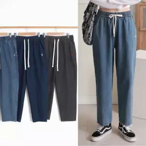 여성 기본 데님 일자 청바지 봄 여름 빅사이즈 밴딩 스판