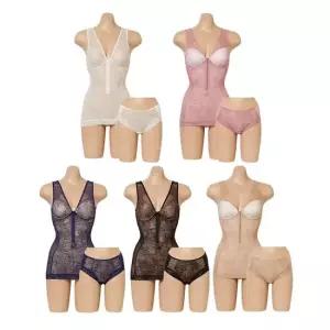 [라라슬림] 매쉬 입체보정 지퍼 란쥬 팬티 상하 2종 1세트