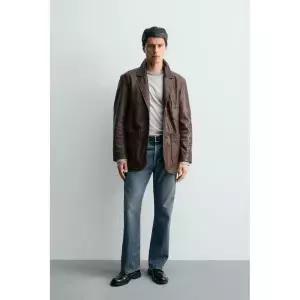 ZARA 자라 릴렉스핏 양가죽 블레이저 - 코냑 750741