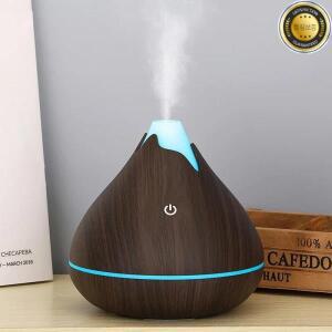 350ML 아로마 테라피 에센셜 오일 디퓨저 우드 그레인 원격 제어 초음파 가습기 7 색 LED 조명으로 시원함