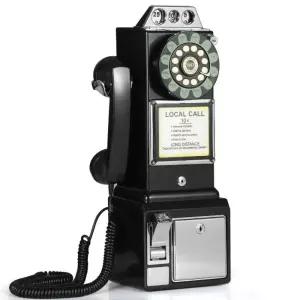 공중 전화기 엔틱 영화 미국 레드 다이얼 옛날 블랙