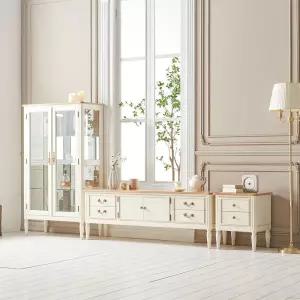 [무료배송] 클래식 엔틱가구 카렌 520 원목 양문 유리 장식장 1600  세트 [CP]