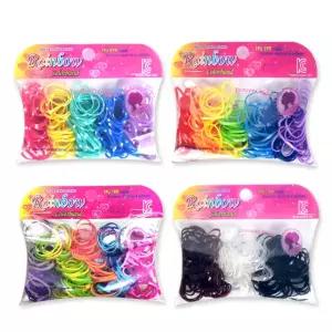 레인보우 고무줄 똥머리 예쁘게 묶기 짱짱한 헤어끈 잘늘어나는 도트 무지개 도트 검정 투명