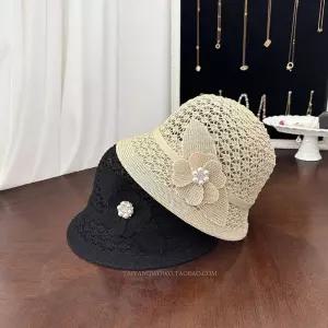 할머니 모자 중년 여성 여름 니트 뜨개 챙 꽃 통기성