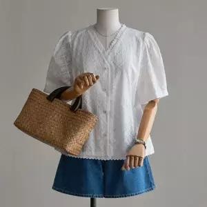 (안나앤플러스) A. 플로 레이스 자수 블라우스[셔츠D0227I13] 빅사이즈