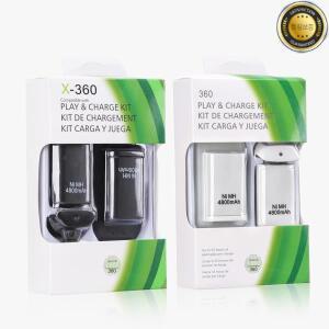 Xbox 360 무선 게임패드 컨트롤러 배터리용 충전 케이블+충전 도크 1개 포함 2개 4800mAh