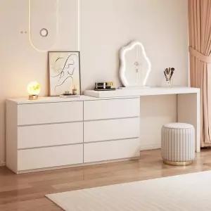 ㄱ자 화장대 서랍장 6단 코너 조립 거울 메이크업 풍 80 모서리 서랍장+80