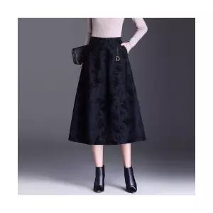 여성 트렌디 아이템 스커트 롱 중기장 오피스룩 A라인 가을 겨울 하이웨이스트 볼륨 HT4